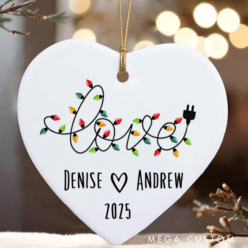 Personalized Love Lights Christmas Ornament Couple Christmas Love Lights Ornament with Name Husband Wife Xmas Ornament Gift