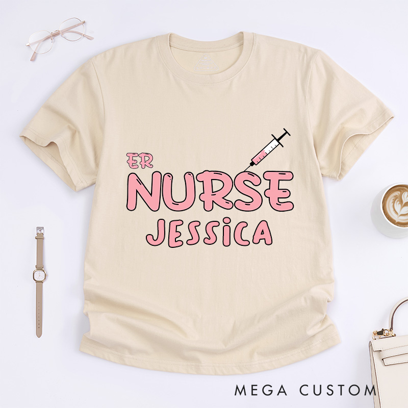 Personalized Nurse T-Shirts Playful ER Nurse Fashion Design T-Shirts