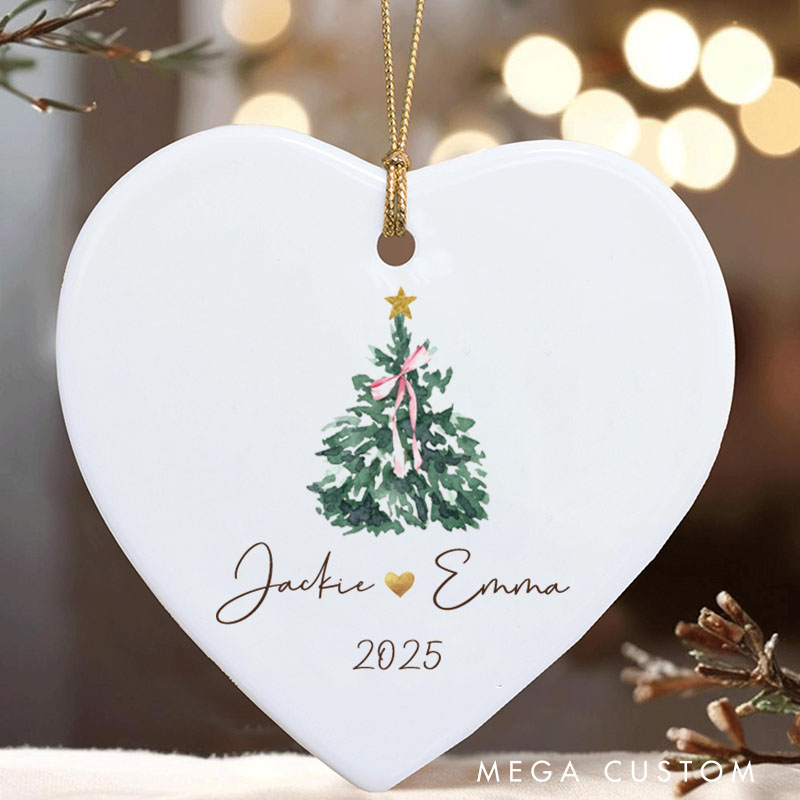 Personalized Christmas Tree Ornament Couple 2025 Holiday Keepsake Husband Wife Xmas Ornament Holiday Decor Gift for Couple