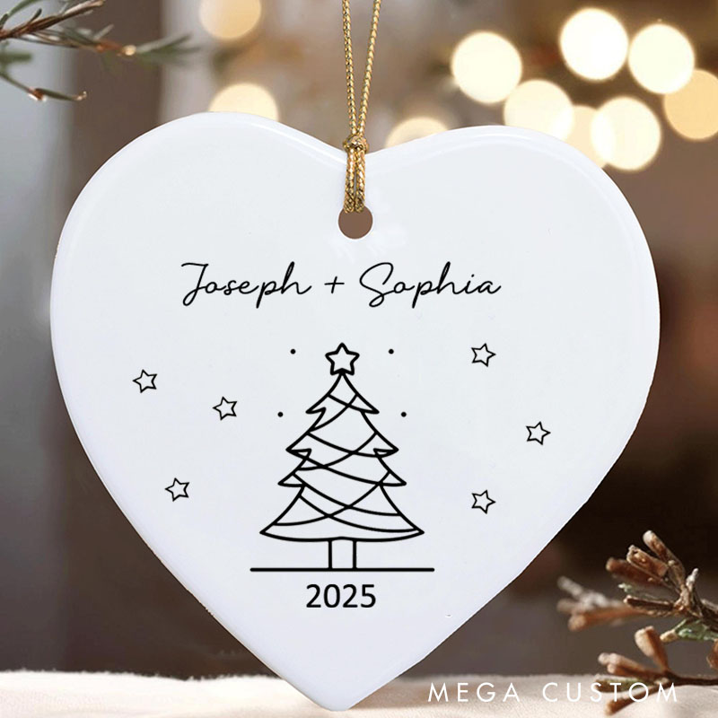 Personalized Minimalist Christmas Tree Ornament Couple 2025 Christmas Ornament Husband Wife Holiday Decor Ornament Boyfriend Girlfriend Gift