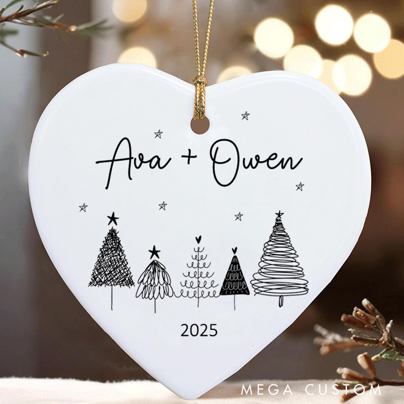 Personalized Minimalist Christmas Trees Ornament Couple 2025 Christmas Gift Husband Wife Holiday Ornament Gift Merry Christmas