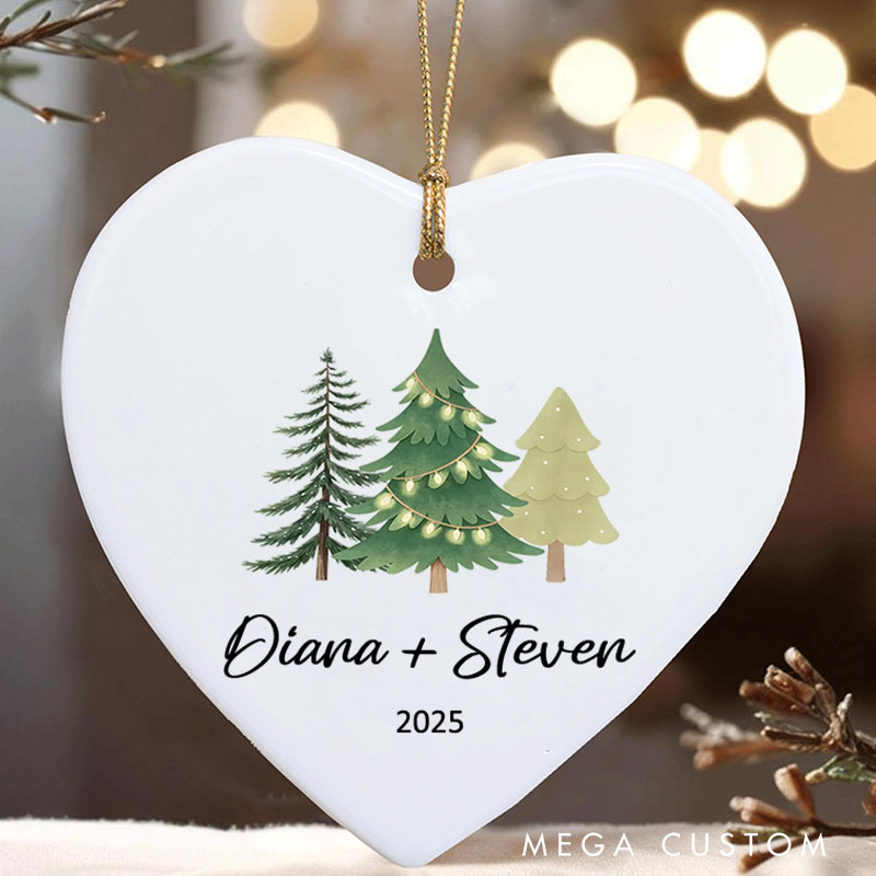 Personalized Trio of Christmas Trees Ornament Husband Wife Christmas Ornament Couple 2025 Christmas Keepsake Decor