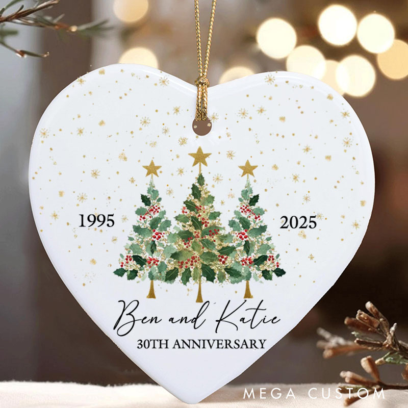 Personalized 30th Anniversary Ornament Couple Holly Christmas Trees Ornament 2025 Couple Anniversary Christmas Ornament Anniversary Gift