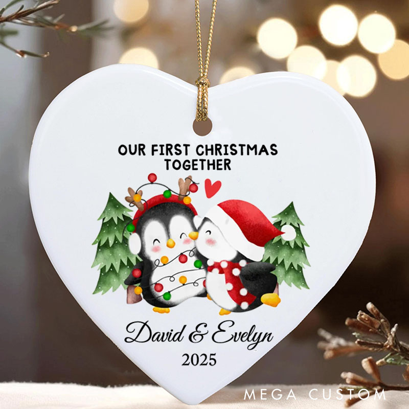Personalized Our First Christmas Together Penguin Ornament 2025 Couple Penguin Christmas Ornament Husband Wife Anniversary Gift Ornament