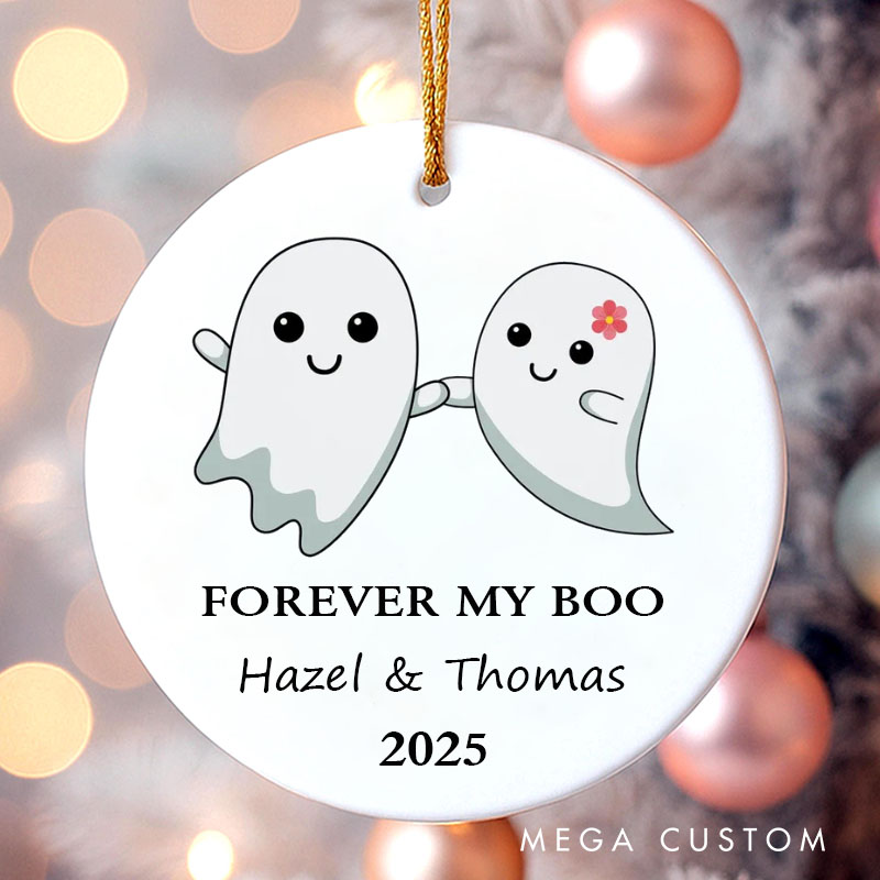 Personalized Forever My Boo Cute Ghost Couple Ornament Halloween Gift Decor for Husband Wife Cute Ghost Couple Holiday Gift