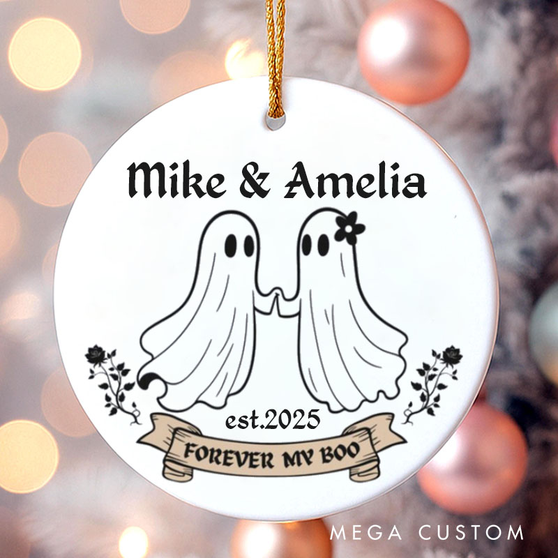 Personalized Forever My Boo Ghost Couple Ornament 2025 Halloween Ghost Ornament for Couple Husband Wife Anniversary Gift