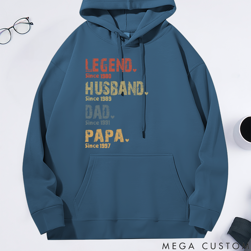 Personalized Legend Husband Dad and Papa Since Classic Hoodies Father's Day Birthday Gifts for Dad Grandpa