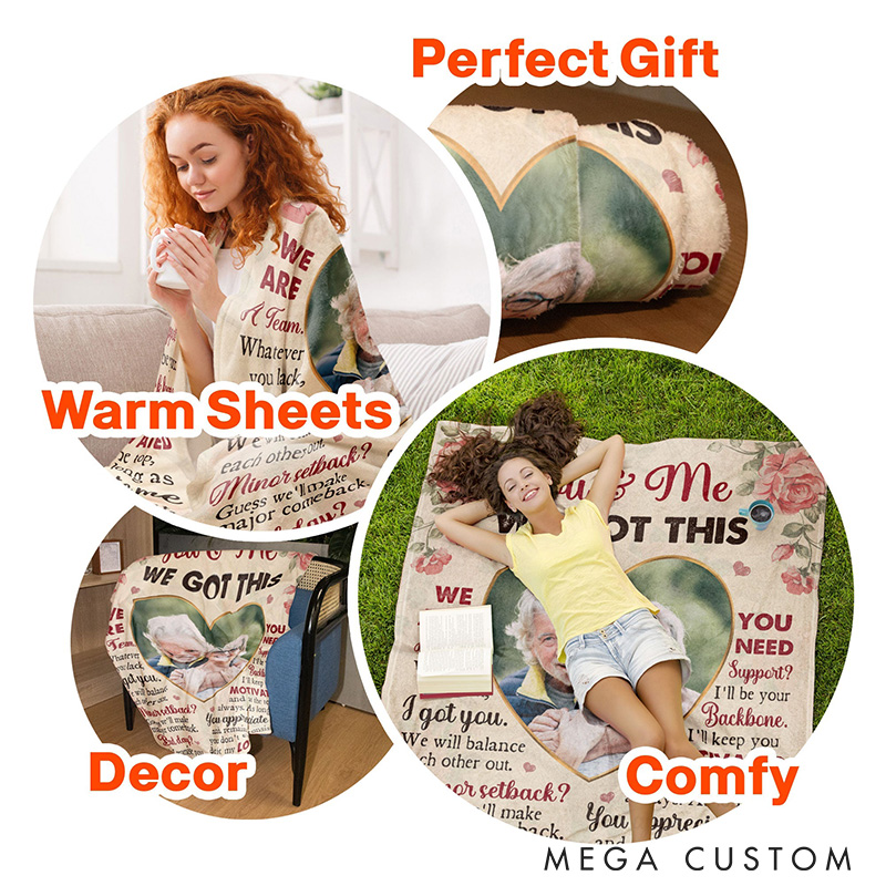 Personalized Couple Photo Blanket You and Me We Got This We're A Team Couple Anniversary Gift Blanket Husband Wife Blanket with Photo
