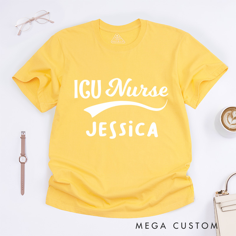 Personalized Nurse T-Shirts Elegant ICU Nurse Fashion Design T-Shirts