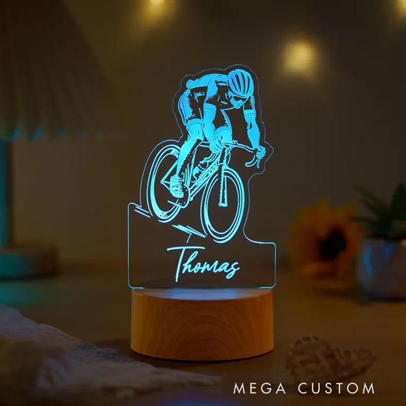 Personalized Road Bike Night Light Custom Name Bicycle Led Lamp Biker Birthday Gift Cyclist Bedroom Decor Cycling Sign