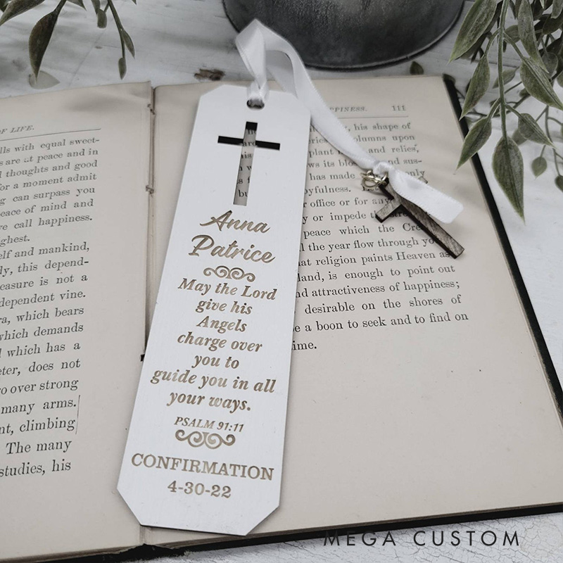 Personalized Bible Quote Engraved Wood Bookmark with Name and Date Religious Gift Confirmation Gift for Christians