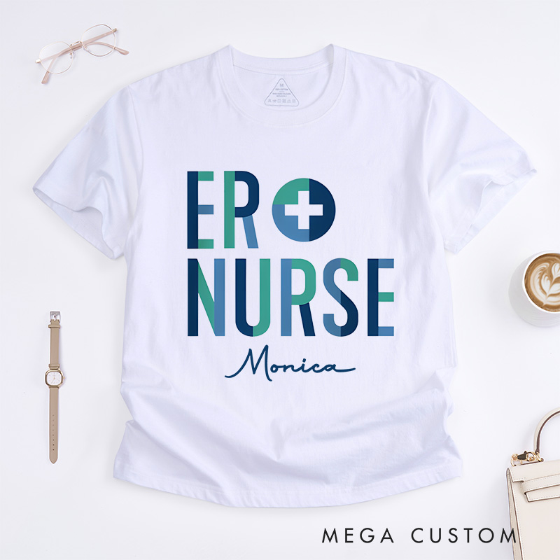 Personalized Nurse T-Shirts Modern ER Nurse Fashion Design T-Shirts