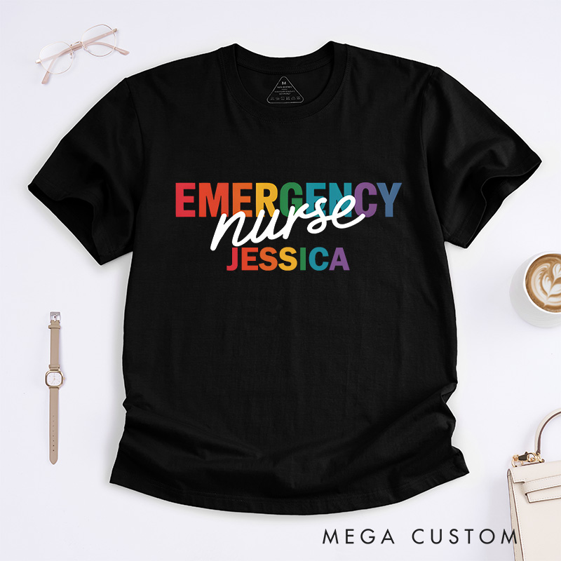 Personalized Nurse T-Shirts Vibrant Emergency Nurse Fashion Design T-Shirts