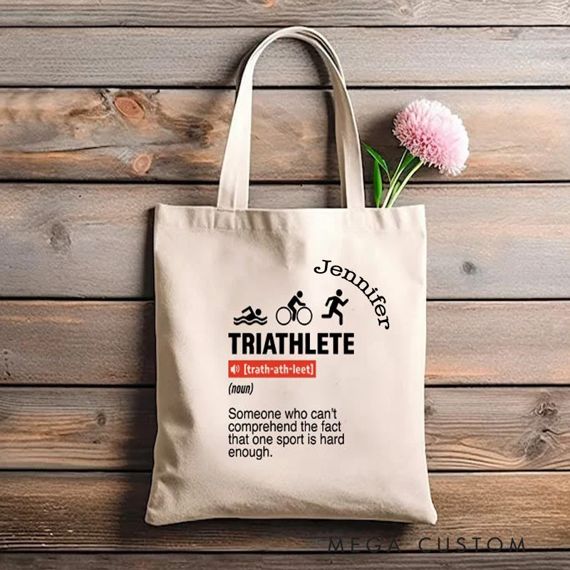 Personalized Triathlete Definition Adventure Tote Bag Runner Gifts Shopping Bag Gift for Cyclists Sport Lover Tote Bag