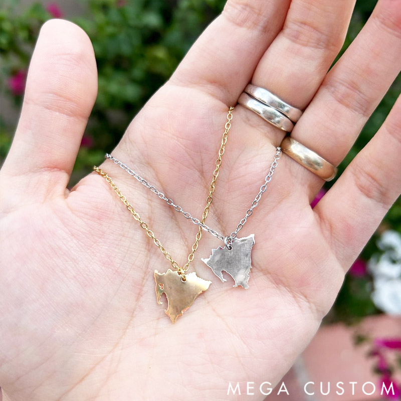 Custom State Country City Necklace Travel Destination Map Gift for Travel Lovers