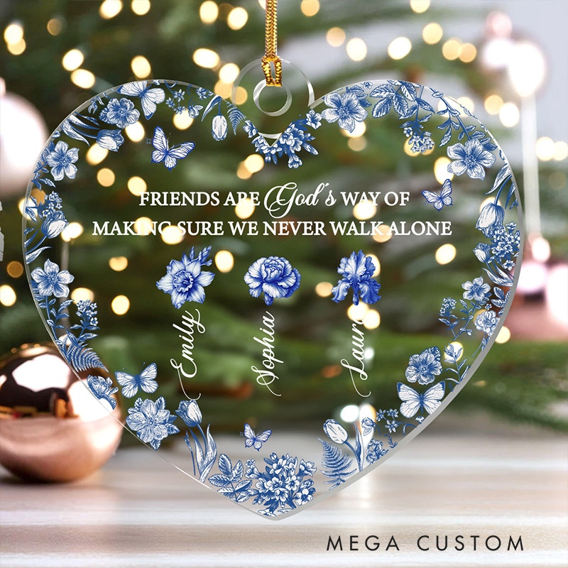 Personalized Friends are God's Way of Making Sure we Never Walk Alone Acrylic Ornament with Name Religious Gift for Christians