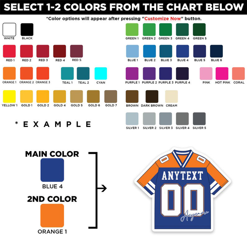 Personalized American Football Player Jersey Sticker with Custom Player Name and Number