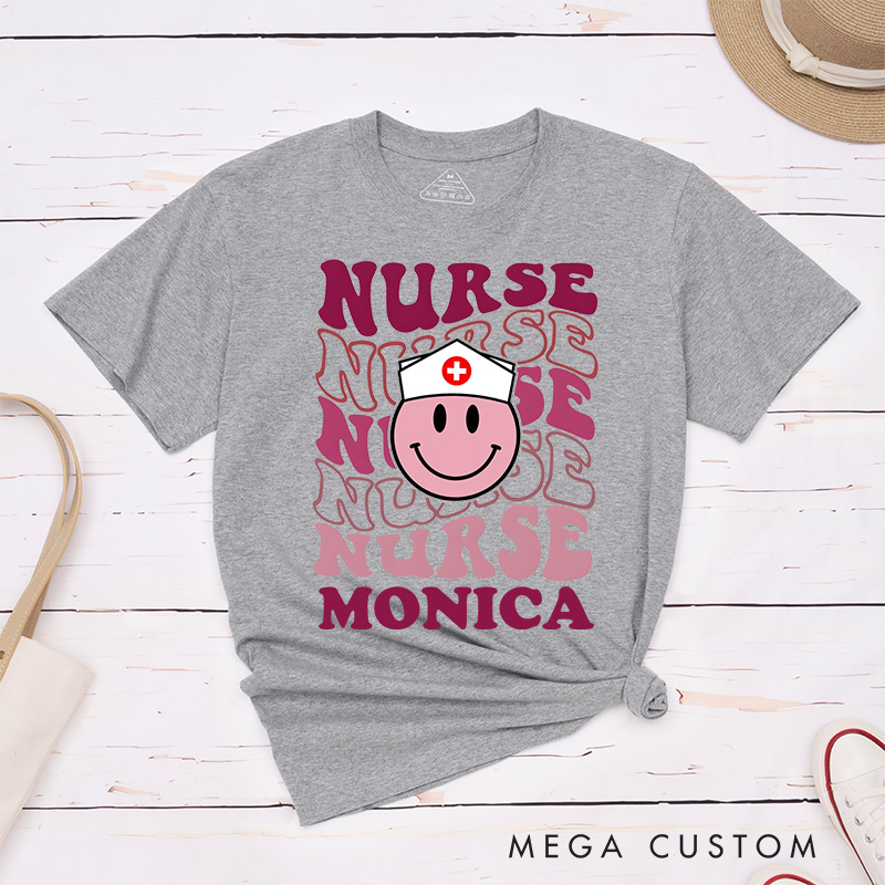 Personalized Nurse T-Shirts Smiling Nurse Pride Fashion Design T-Shirts
