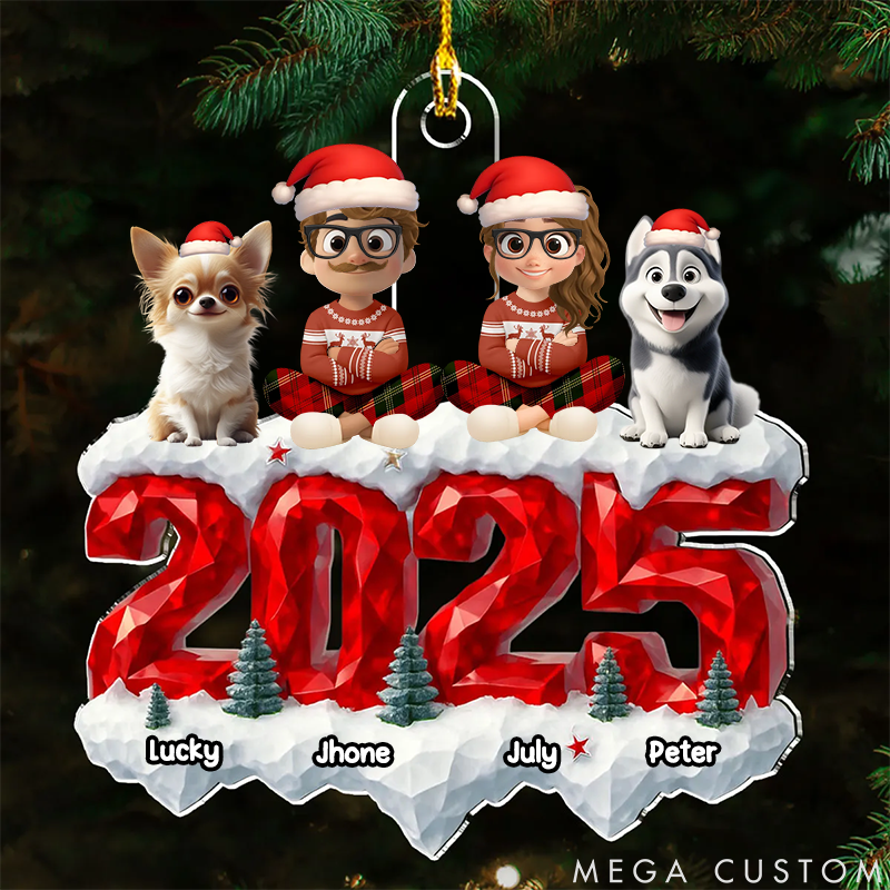 Personalized Dog Lover Family Love and Paws Christmas Ornament