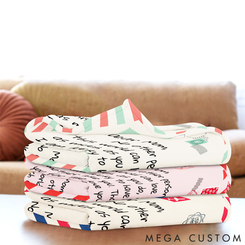 Personalized Travel Mom Blanket Gift for Travel Lovers Letter to Mom and Custom Children's Names