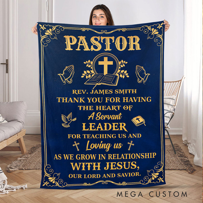 Personalized Thank you Pastor Soft Throw Blanket with Name Home Decor Religious Gift Appreciation Gift for Christian Pastor