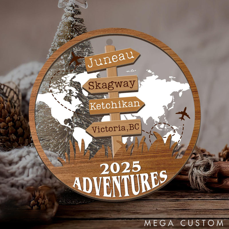 Personalized Travel Christmas Ornament Traveling Destination Ornament Gift for Travel Lovers 