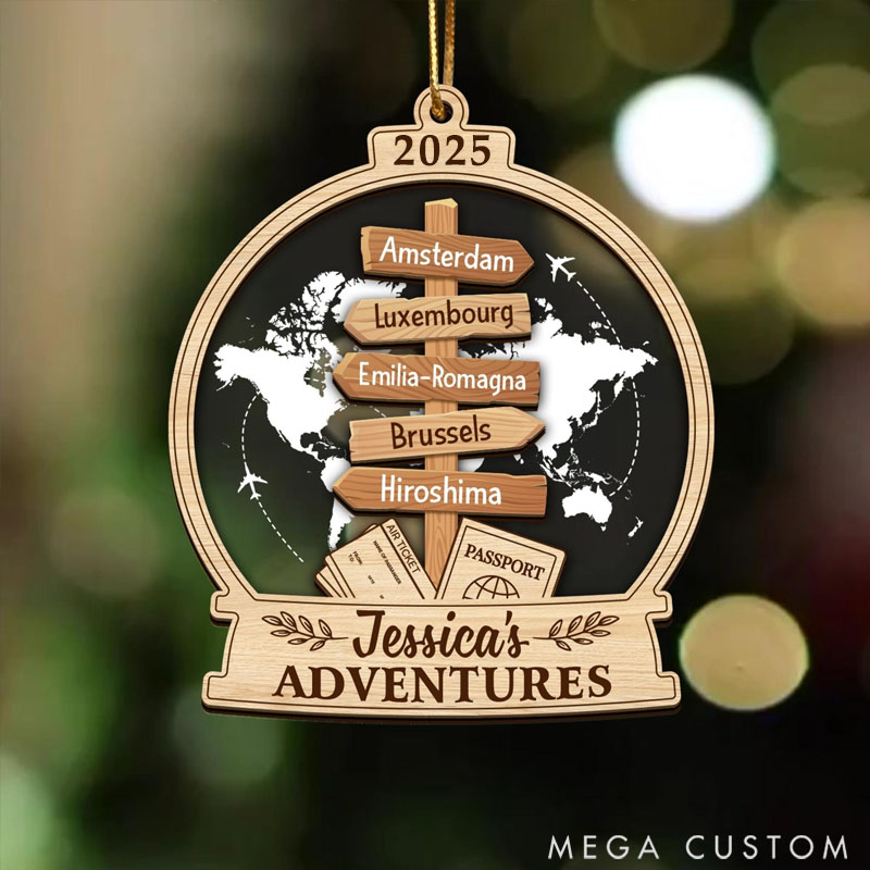 Personalized Travel Adventure Ornament Traveling Destination Ornament Gift for Travel Lovers 