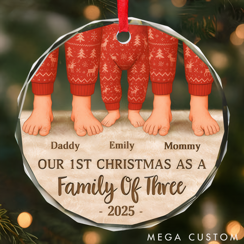 Personalized Family Christmas Ornaments Celebrating Our First Christmas as a Happy Family of Three