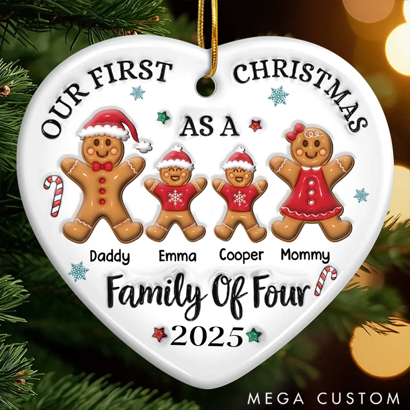 Personalized Ceramics Heart Shape Our First Christmas Gingerbread Hearts Warm the Home Christmas Ornament 