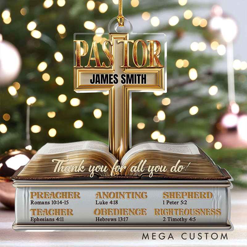 Personalized My Preacher Teacher Shepherd Acrylic Ornament with Name Religious Gift for Christians Appreciation Gift for Pastor