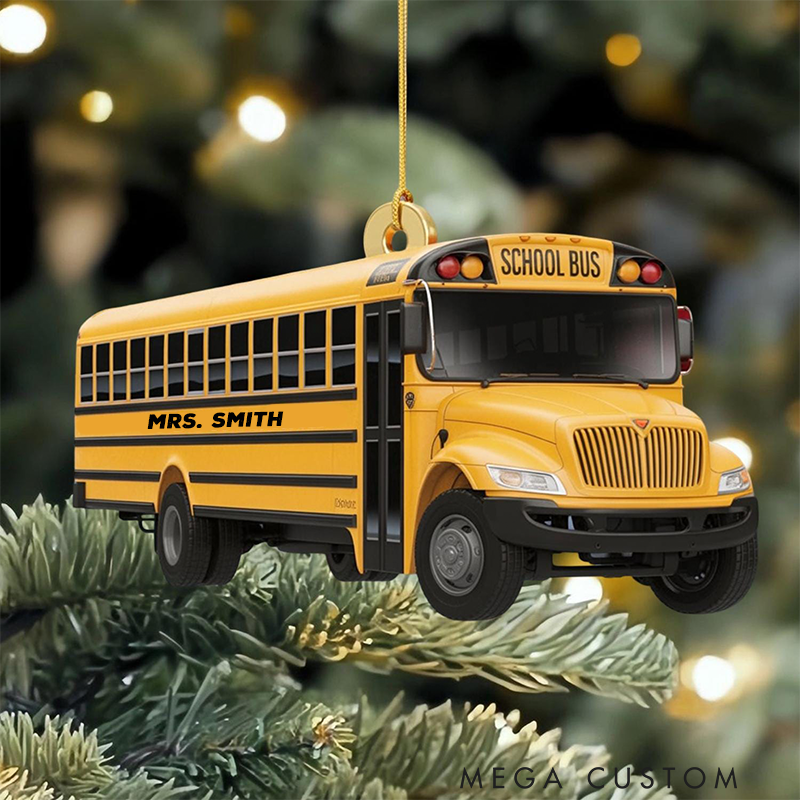 Personalized Teacher Christmas Ornament School Bus Design Acrylic Ornament for Teachers