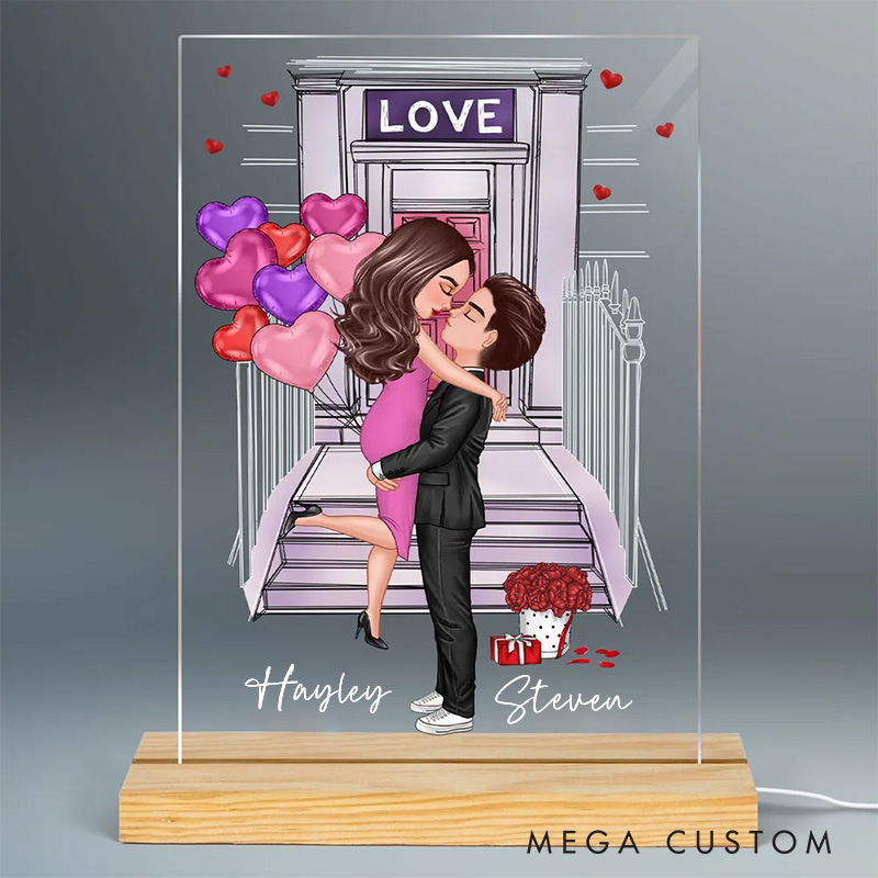 Personalized Couple Kissing Front Porch LED Night Light Gift For New Couple Couple Room Decoration