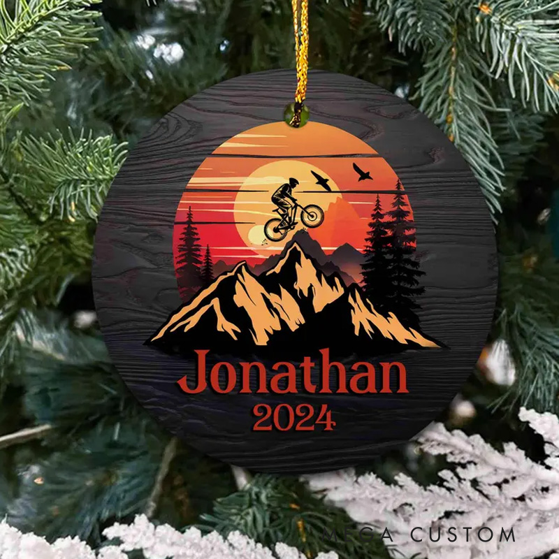 Personalized Mountain Bike Christmas Ornament for Cycling Lovers