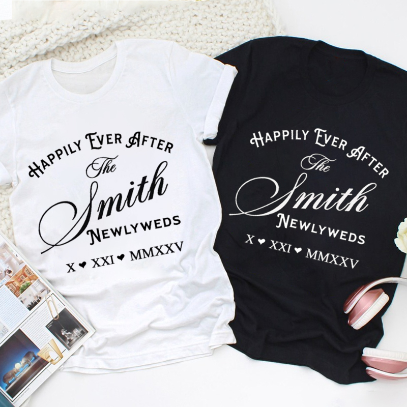 Personalized Newlyweds Happily Ever After Wedding Couple Classic T-Shirt
