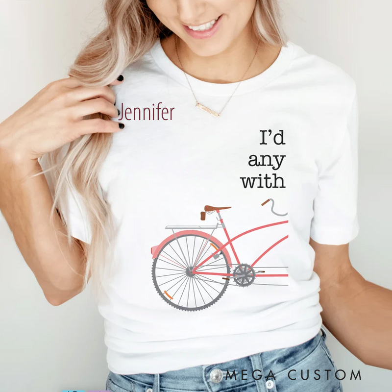 Personalized Cycling Classic T-Shirt Cute Matching Cyclist Girlfriend Boyfriend Shirts Bicycle Matching Biker Couple Shirt