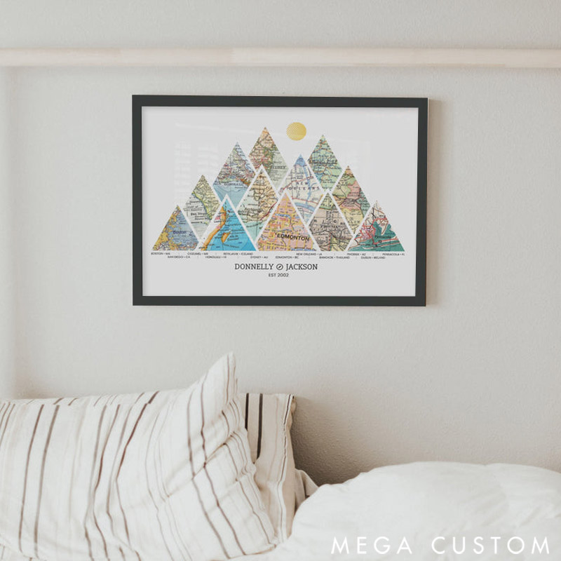 Personalized Custom Travel Milestone Map Canvas Art Home Decor for Travel Lovers Travel Souvenir