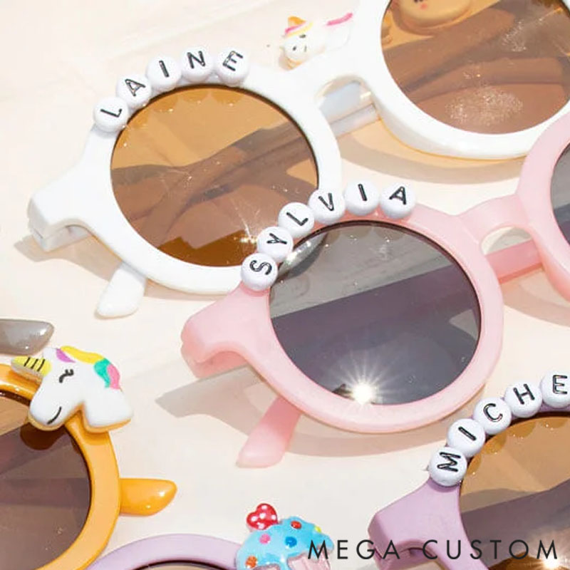 Personalized Travel Beach Sunglasses Multi-color Cute Floral Designs Engravable with Names and Accessories Birthday Children's Day gifts for Kids