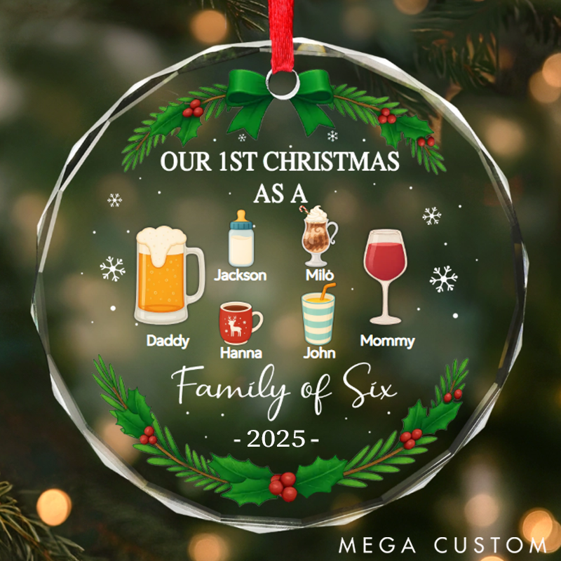 Personalized Family Christmas Glass Ornaments Cherishing the Joy of Our First Christmas as a Family