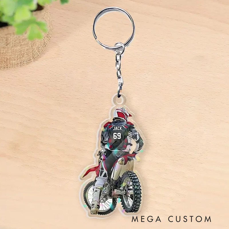 Personalized Motocross Ornament Custom Dirt Bike Rider Name Number Decoration for Biker Gift