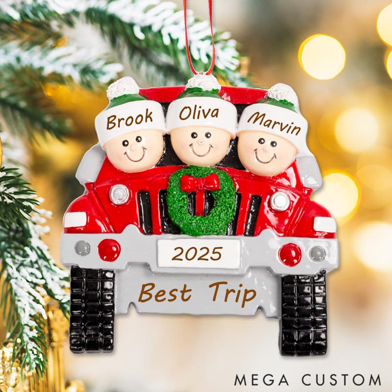 Personalized Custom Christmas Resin Ornaments Family Vacation Driving Trip Theme Truck Decorations