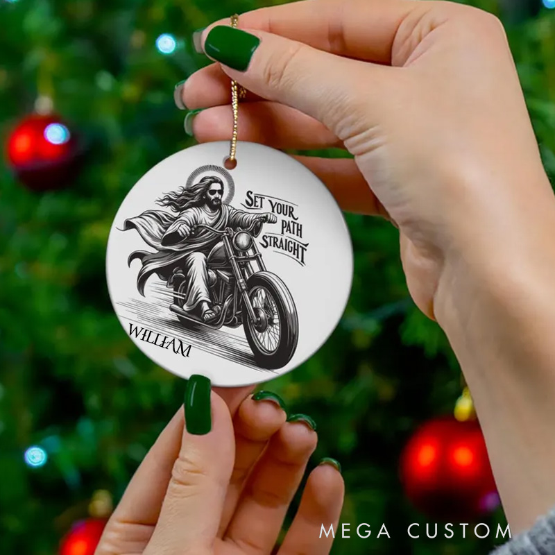 Personalized Christian Bike Ornament Inspirational Christmas Decor for Cyclists Unique Gift for Bike Riding Christians and Outdoor Enthusiasts