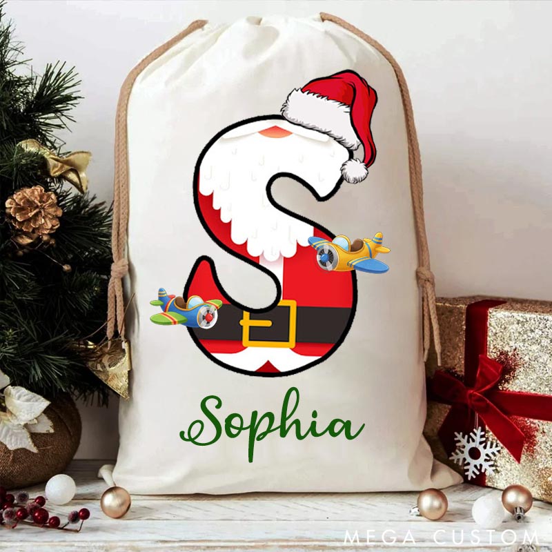 Personalized Travel Bag Christmas Santa Claus Letter Plane with Custom Name