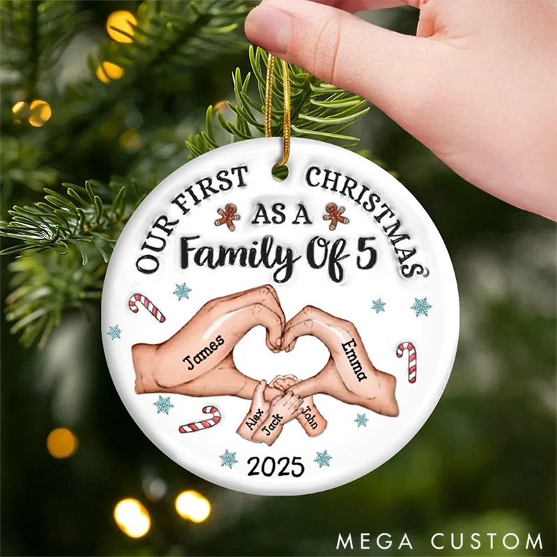 Personalized Family Christmas Ceramic Ornaments Commemorating Our First Christmas as a Family