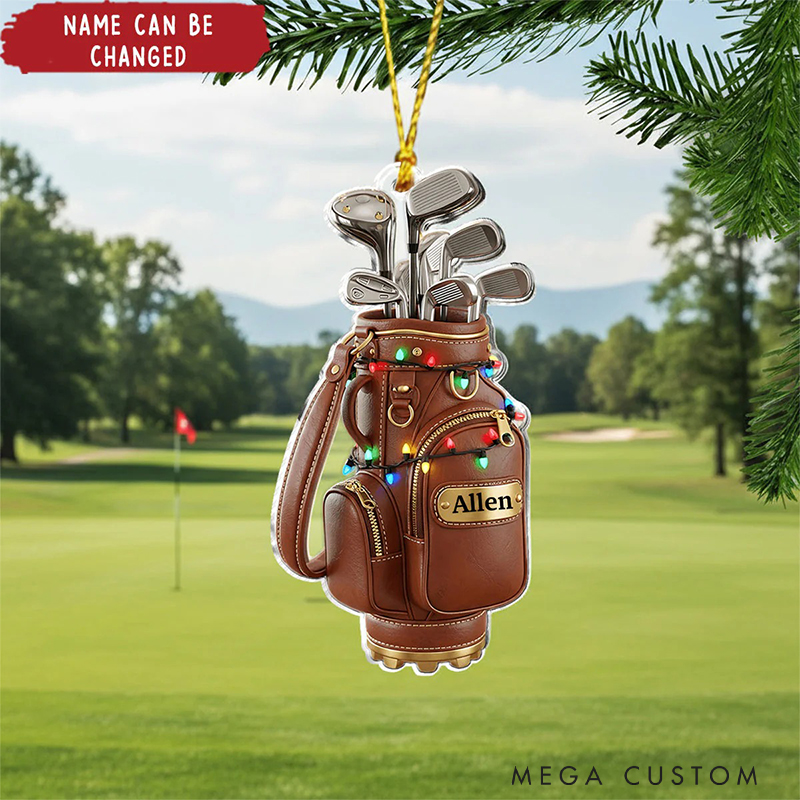 Personalized Golf Actylic Christmas Ornament with Custom Name