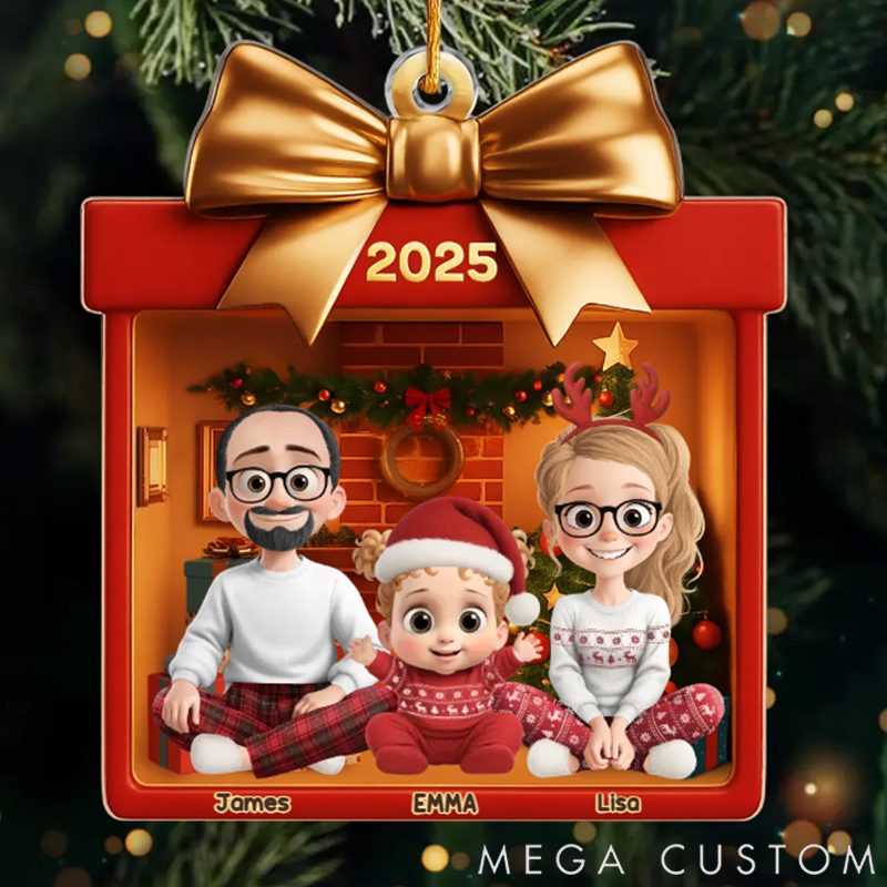 Personalized Christmas Ornament Birthday Gifts for Mom Dad and Kids Golden Bow Endless Love