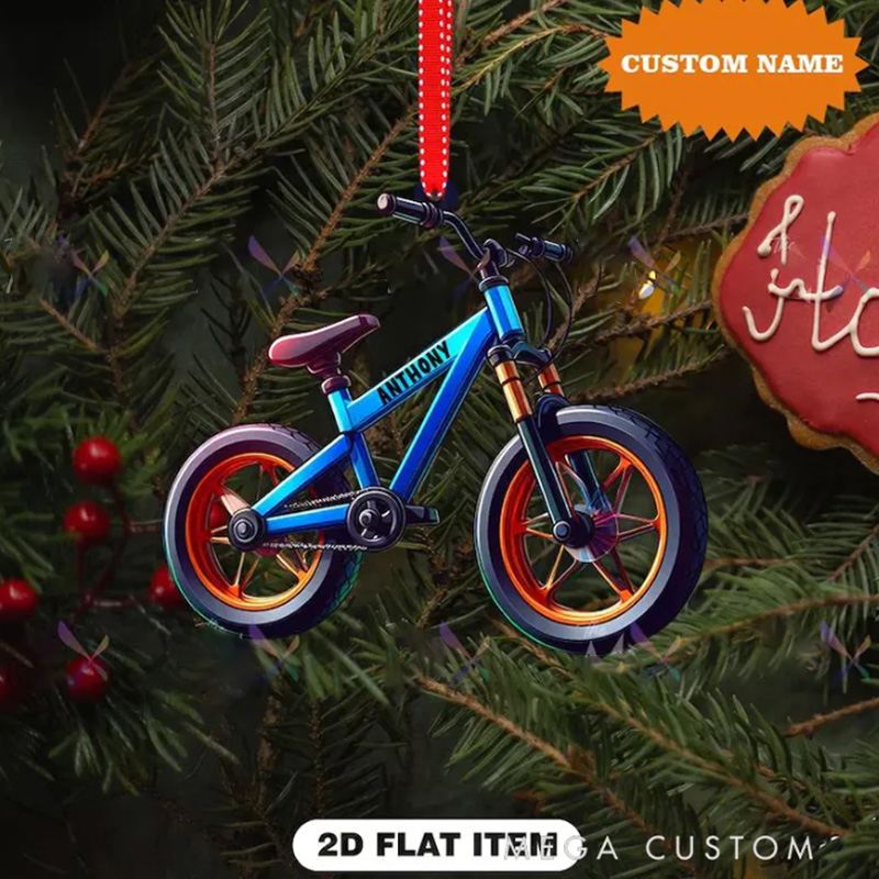 Personalized Balance Biked Christmas Ornament 2D Flat Ornament Custom Ornaments Gift for Striker Biked