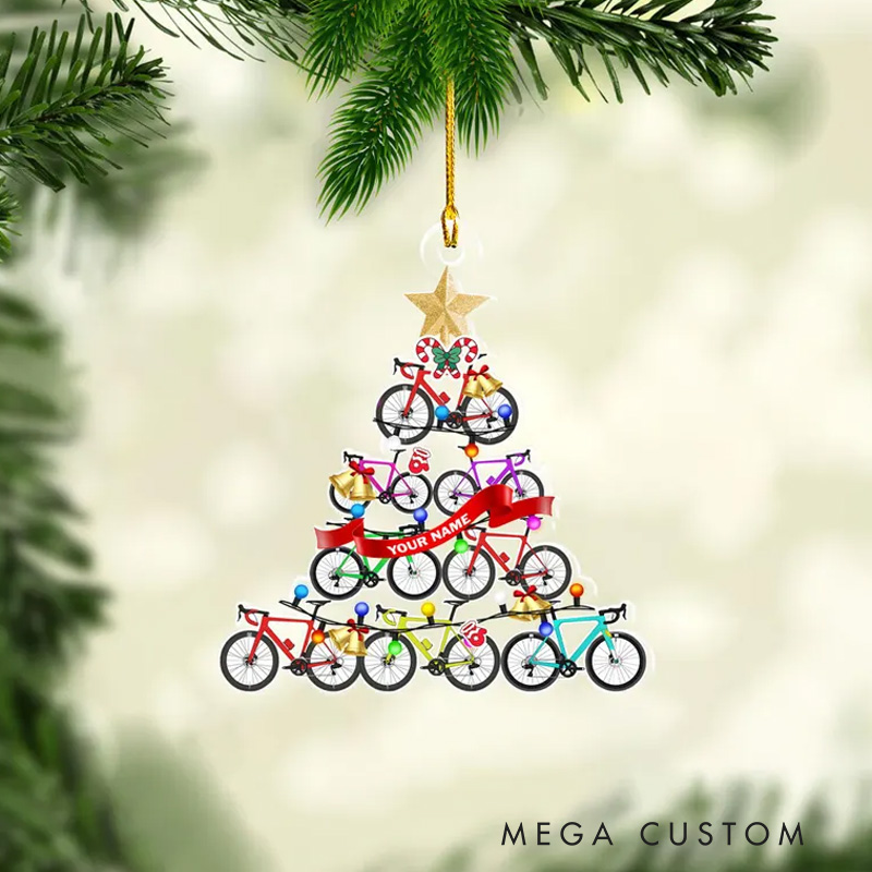 Personalized Customized Bicycle Christmas Ornament for Tree Decorations Bike Cycling Ornament