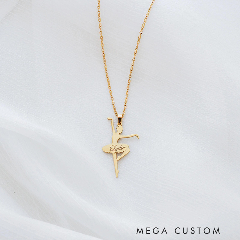 Personalized Ballerina Necklace Ballet Dancer Jewelry Dance Recital Gift Dance Necklace for Kids Ballet Teacher Gift Ballet Dance Team Gift