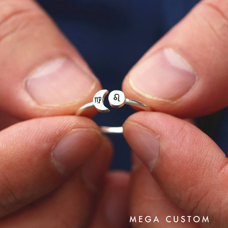 Personalised Sun and Moon Zodiac Ring for Birthday Graduation Anniversary Christmas or Other Special Occasions