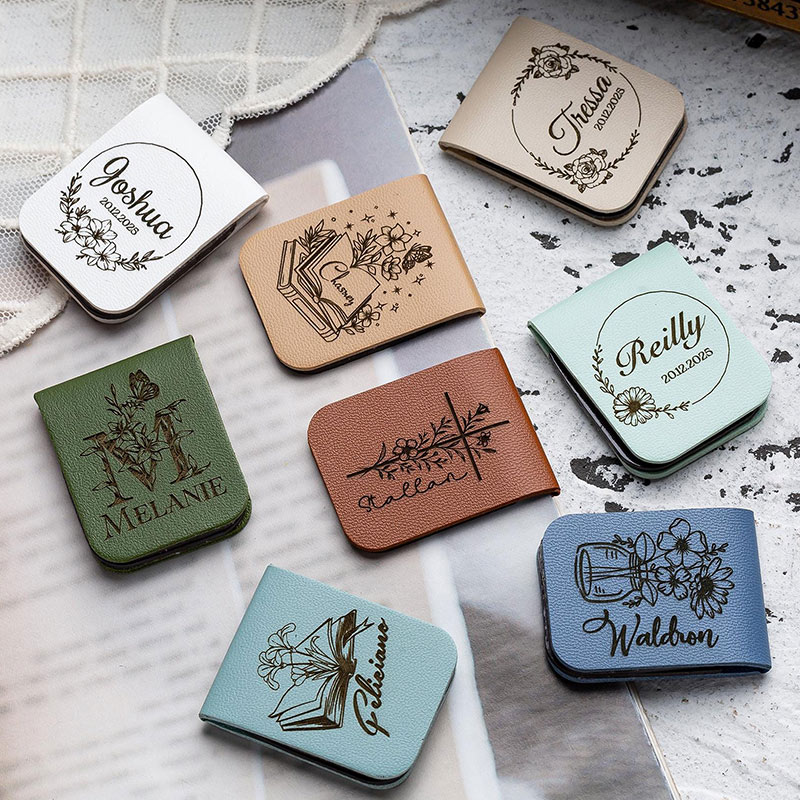 Personalized Magnetic Bookmark Leather Bookmark Library Bookmark Engraved Magnet Book Clip with Name or Initials Bookmark Gift for Book Lovers